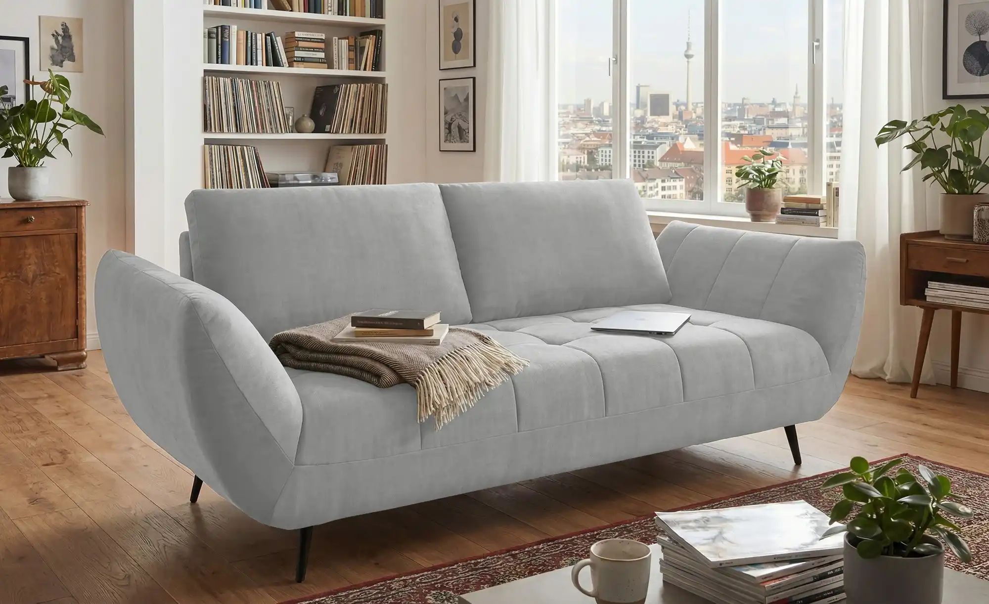 Thumbnail - bobb Einzelsofa mit Sitztiefenverstellung Carly ¦ grau ¦ Maße (cm): B: 240 H: 90 T: 123.0 Polstermöbel > Sofas > 2-Sitze...