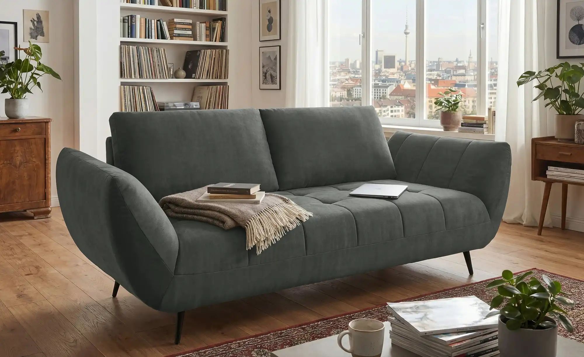 Thumbnail - bobb Einzelsofa mit Sitztiefenverstellung Carly ¦ grau ¦ Maße (cm): B: 240 H: 90 T: 123.0 Polstermöbel > Sofas > 2-Sitze...