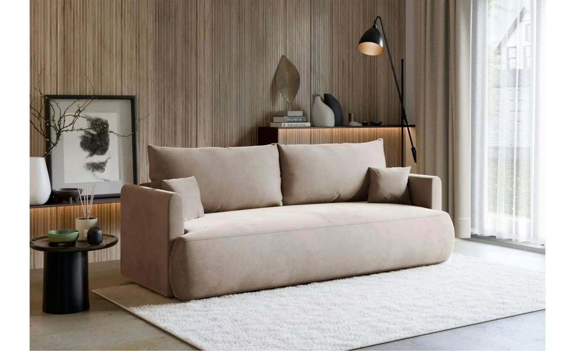 Thumbnail - Selsey Schlafsofa  Ovo ¦ beige ¦ Maße (cm): B: 226 H: 90 Polstermöbel > Sofas > 3-Sitzer - Höffner