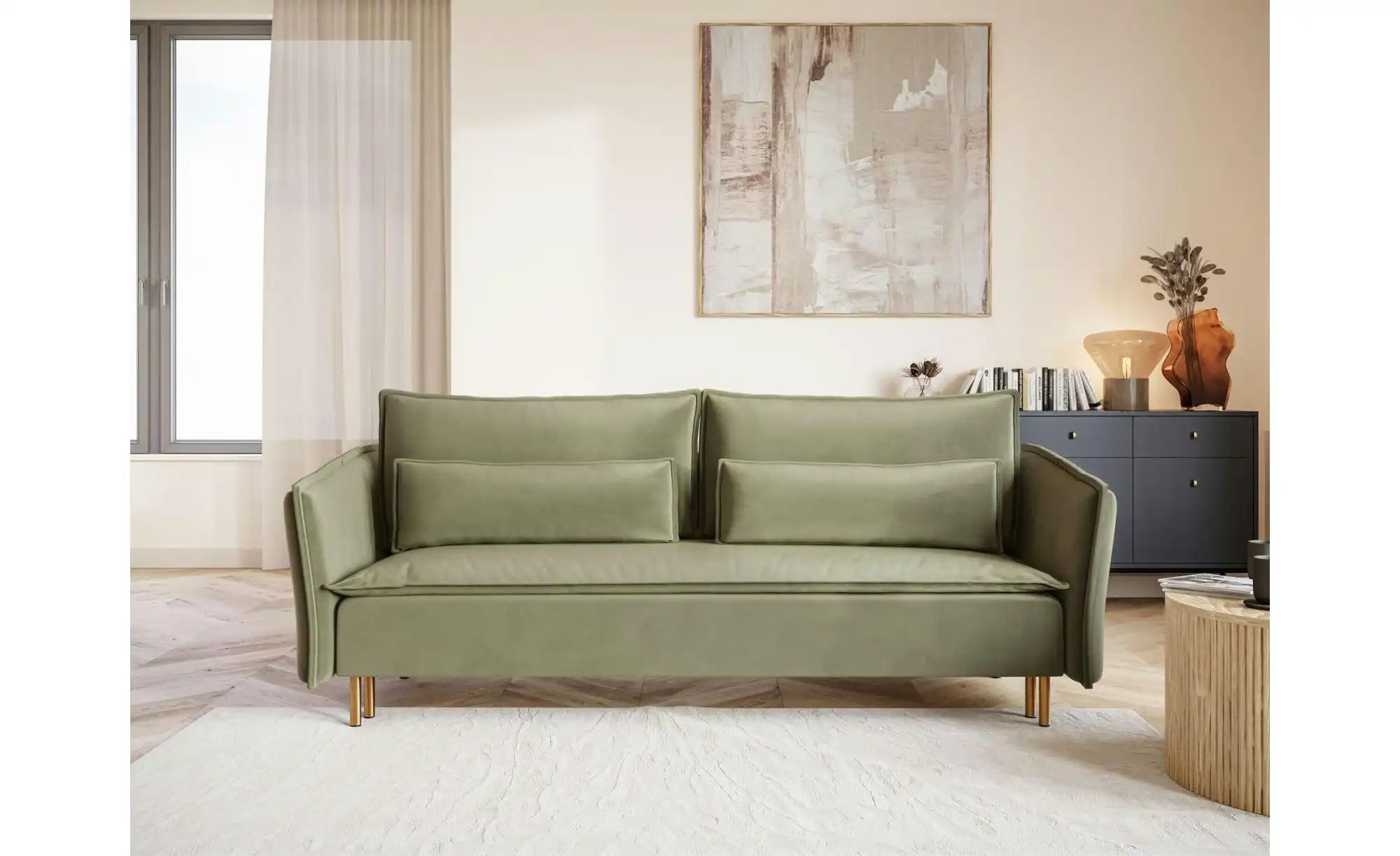 Selsey Schlafsofa  Ummo ¦ grün ¦ Maße (cm): B: 230 H: 88 Polstermöbel > Sof günstig online kaufen