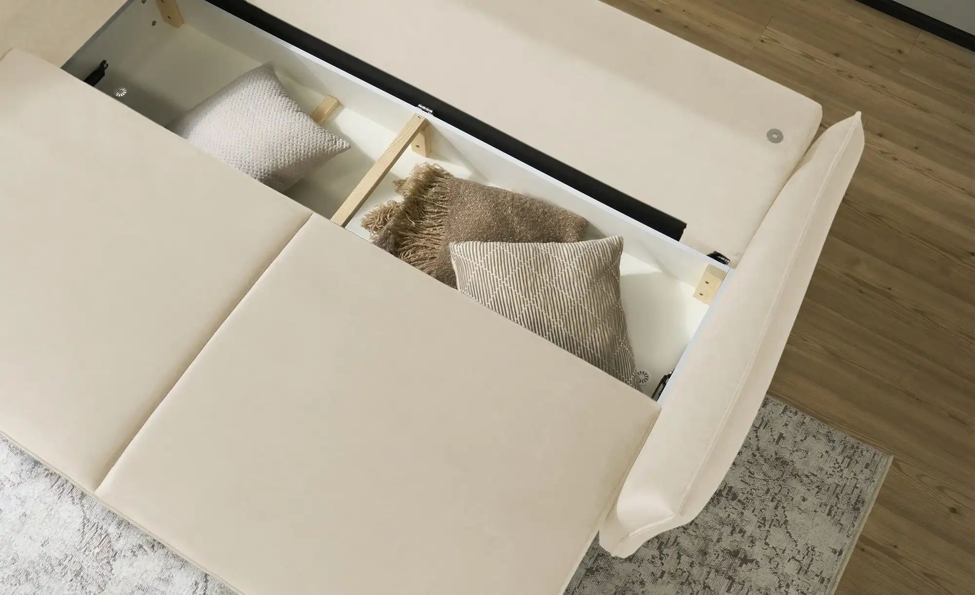 Thumbnail - smart Schlafsofa mit verstellbaren Kopfstützen Momoka ¦ beige ¦ Maße (cm): B: 226 H: 90 T: 104.0 Polstermöbel > Sofas > ...