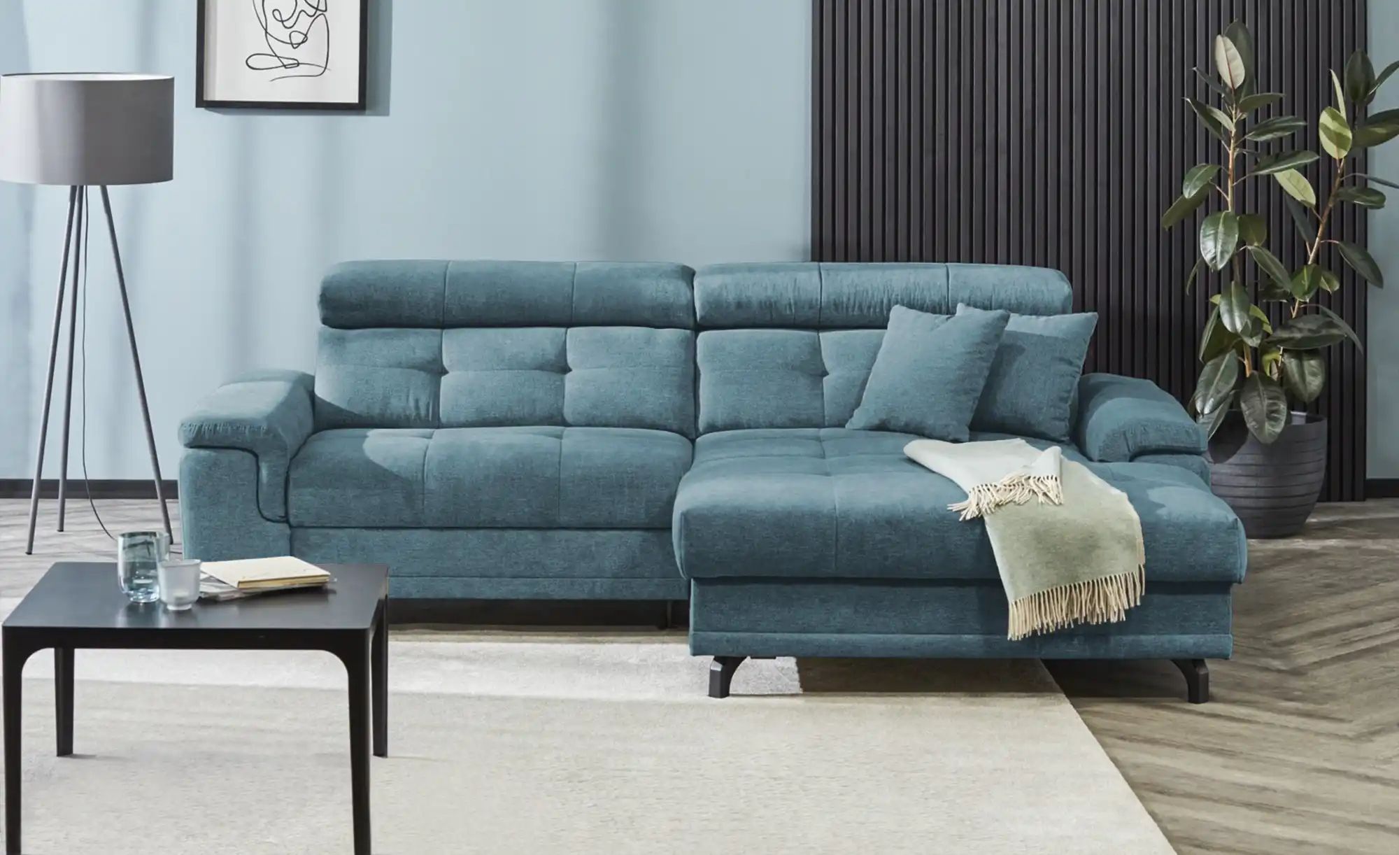 Thumbnail - Ecksofa mit Schlaffunktion Frieda ¦ blau ¦ Maße (cm): B: 265 H: 87 T: 180.0 Polstermöbel > Sofas > Ecksofas - Höffner