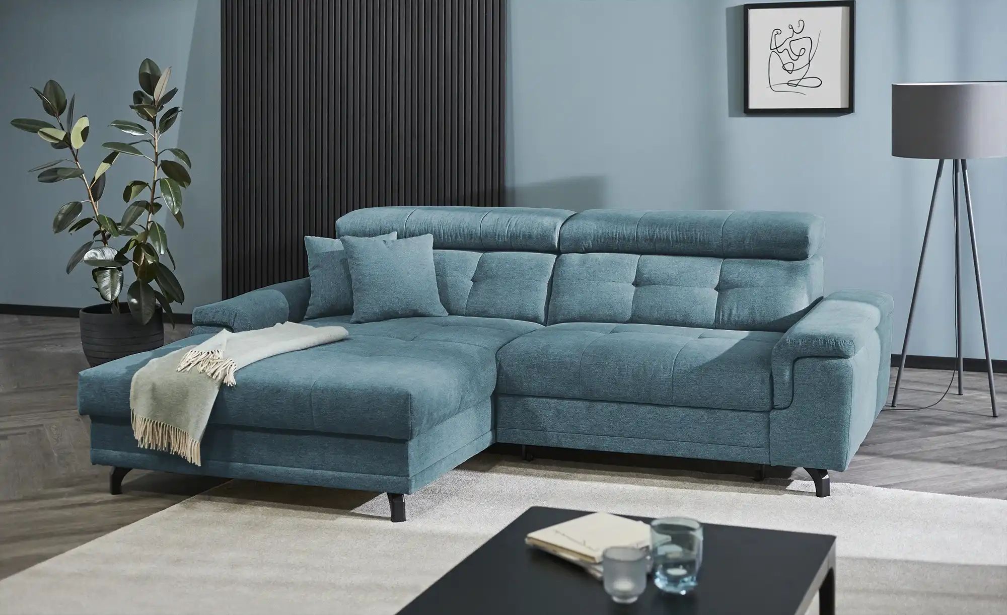 Thumbnail - Ecksofa mit Schlaffunktion Frieda ¦ blau ¦ Maße (cm): B: 265 H: 87 T: 180.0 Polstermöbel > Sofas > Ecksofas - Höffner