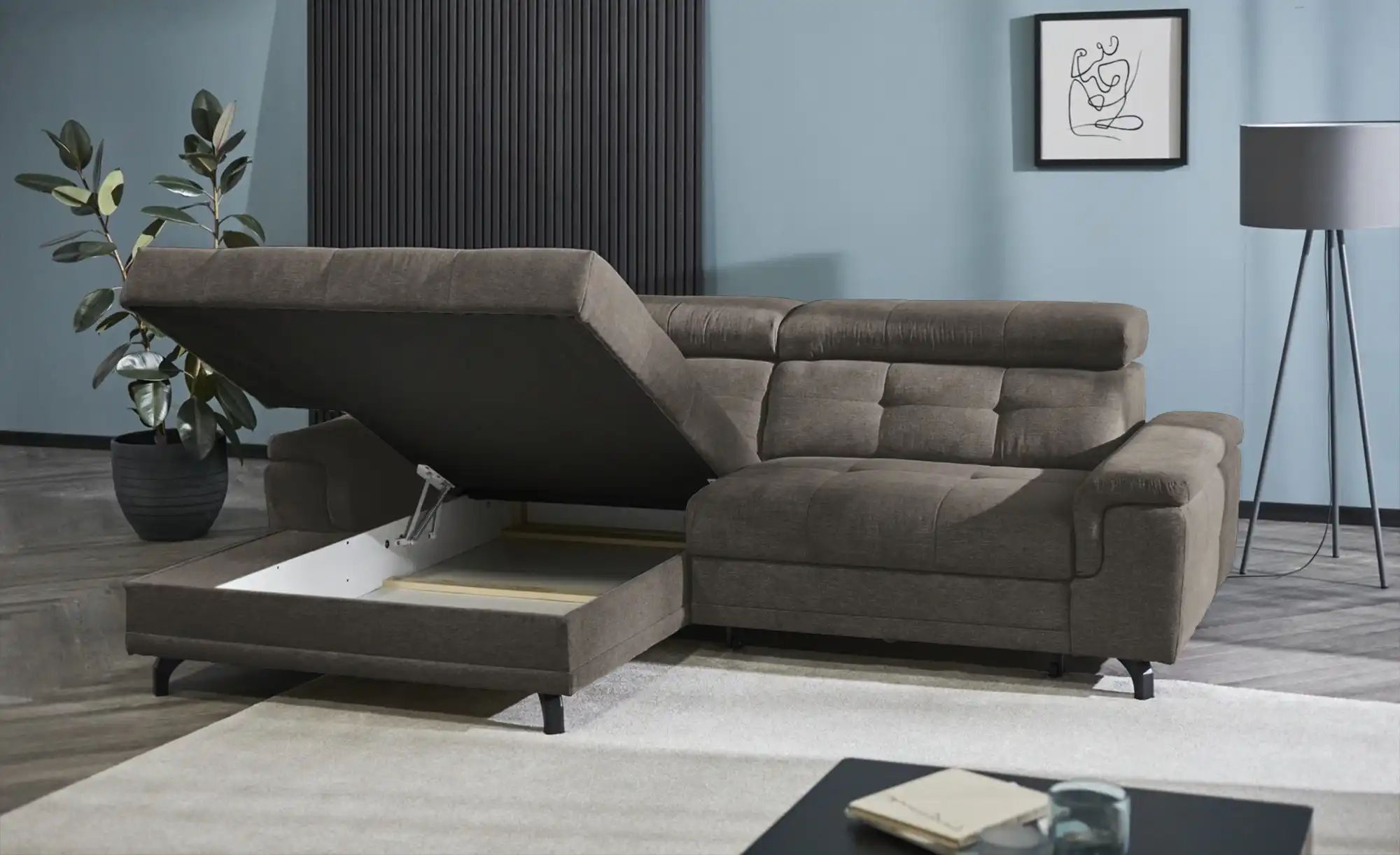 Thumbnail - Ecksofa mit Schlaffunktion Frieda ¦ grau ¦ Maße (cm): B: 265 H: 87 T: 180.0 Polstermöbel > Sofas > Ecksofas - Höffner