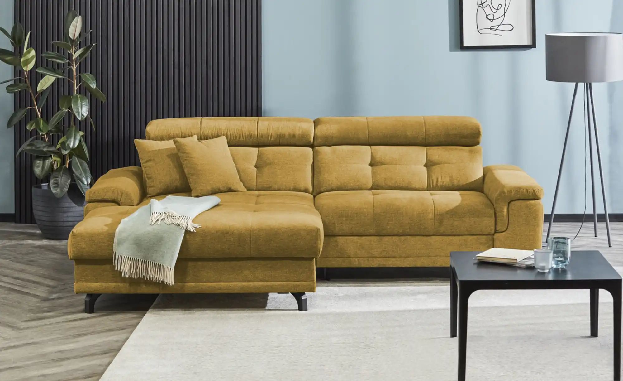 Thumbnail - Ecksofa mit Schlaffunktion Frieda ¦ gelb ¦ Maße (cm): B: 265 H: 87 T: 180.0 Polstermöbel > Sofas > Ecksofas - Höffner