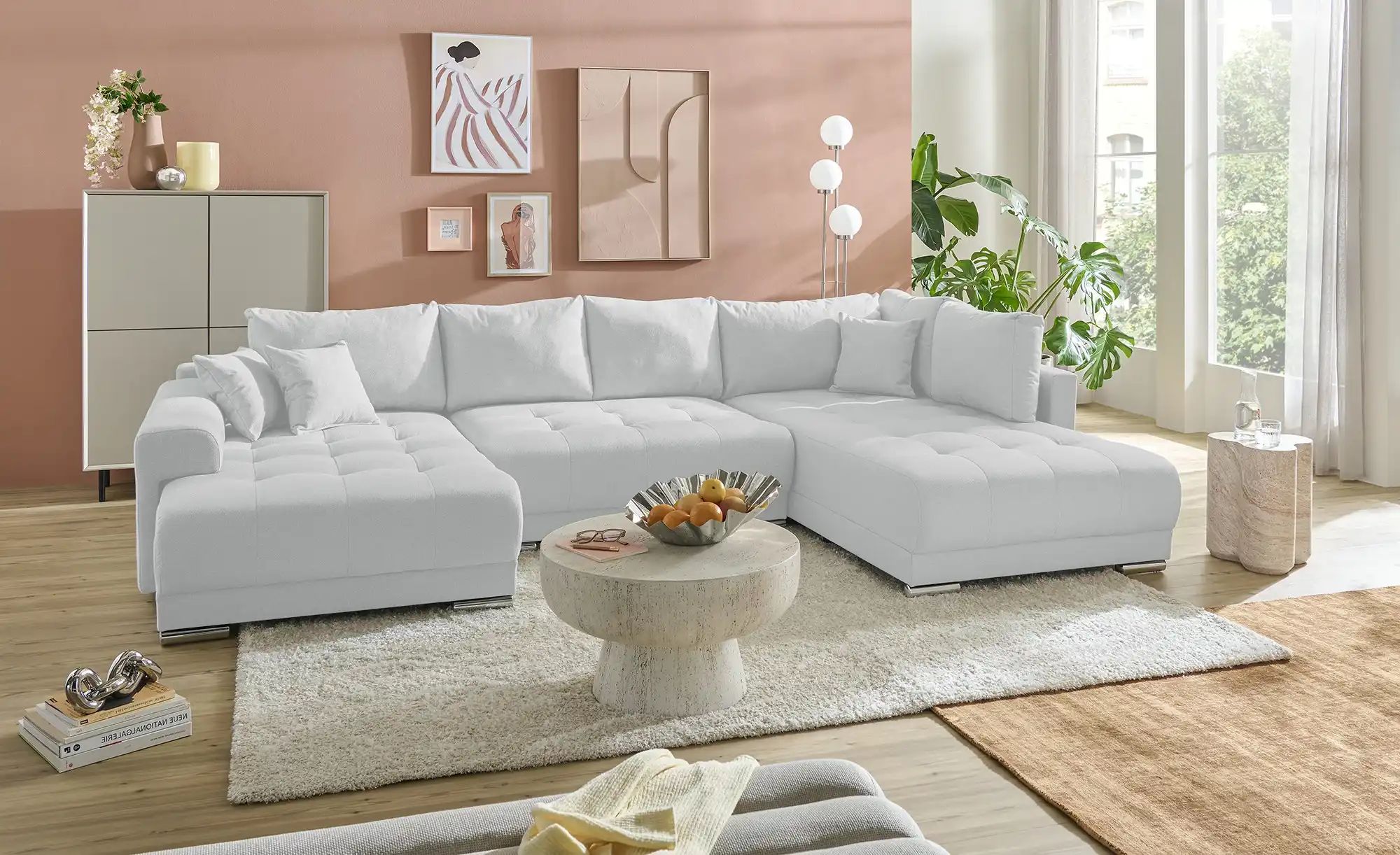 Wohnlandschaft mit Schlaffunktion Lemie ¦ grau ¦ Maße (cm): B: 356 H: 85 T: günstig online kaufen