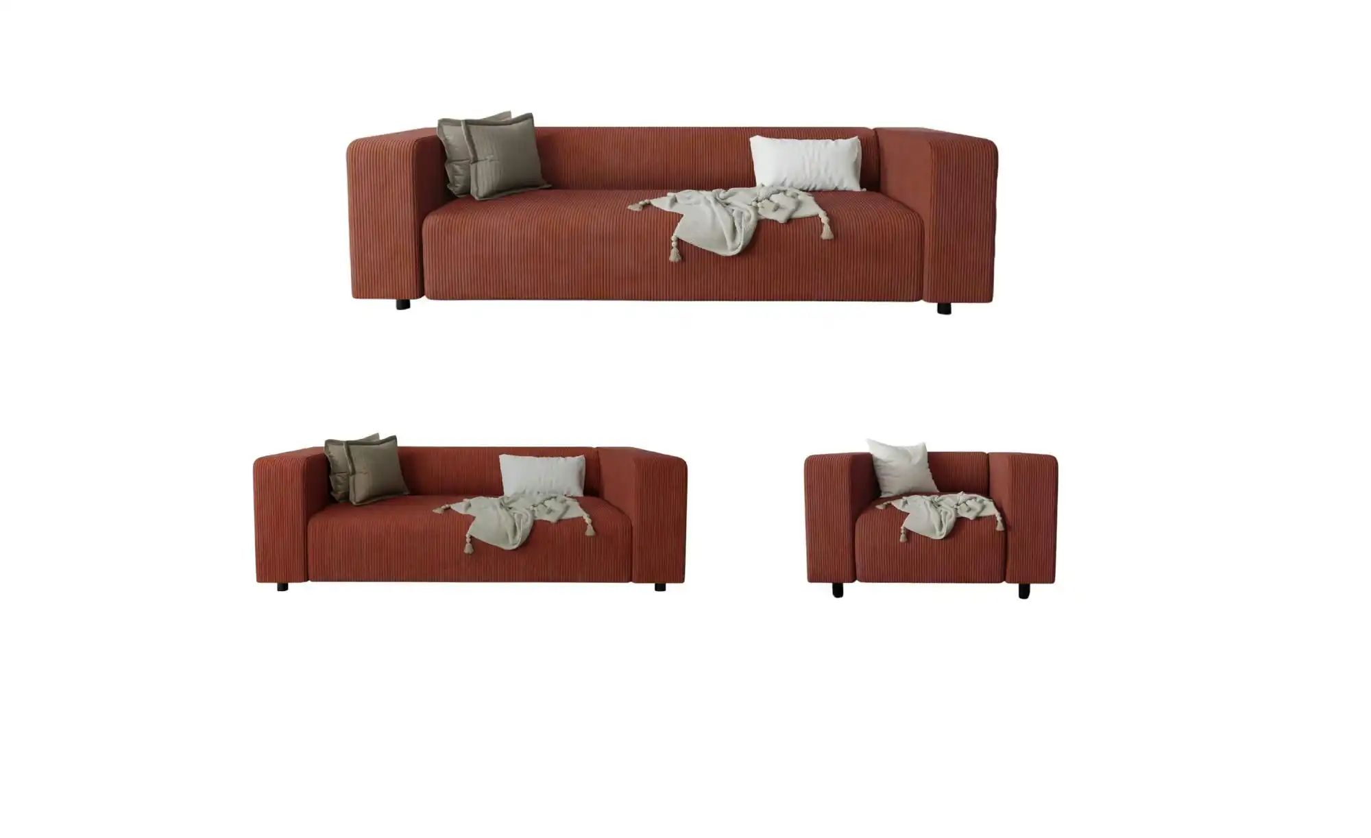 S-STYLE Polstergarnitur 3+2+1  Oskar ¦ rot ¦ Maße (cm): B: 175 H: 65 Polste günstig online kaufen