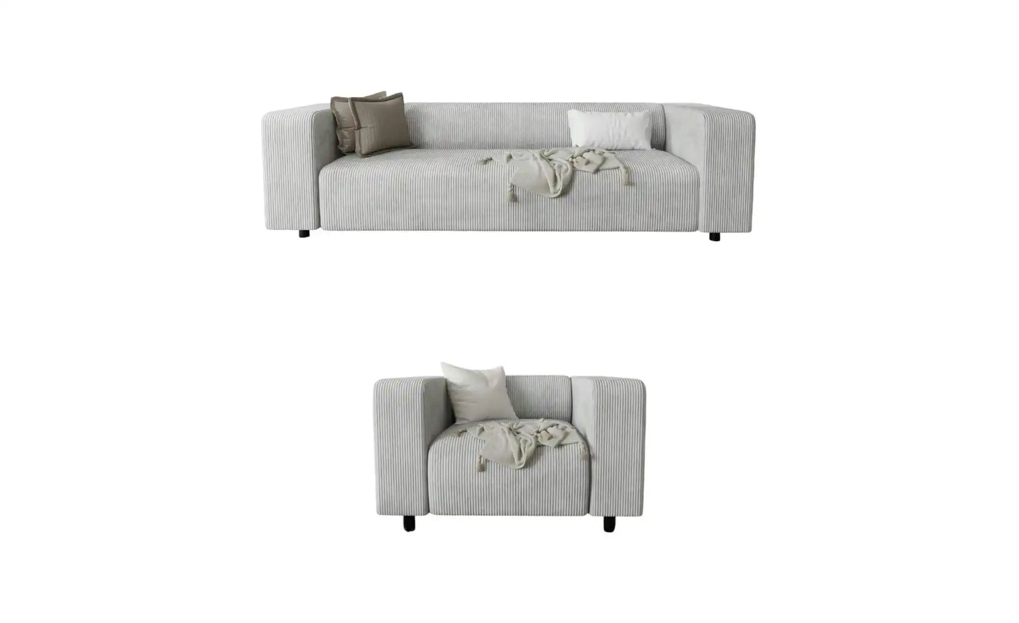 S-STYLE Polstergarnitur 3+1  Oskar ¦ grau ¦ Maße (cm): B: 175 H: 65 Polster günstig online kaufen