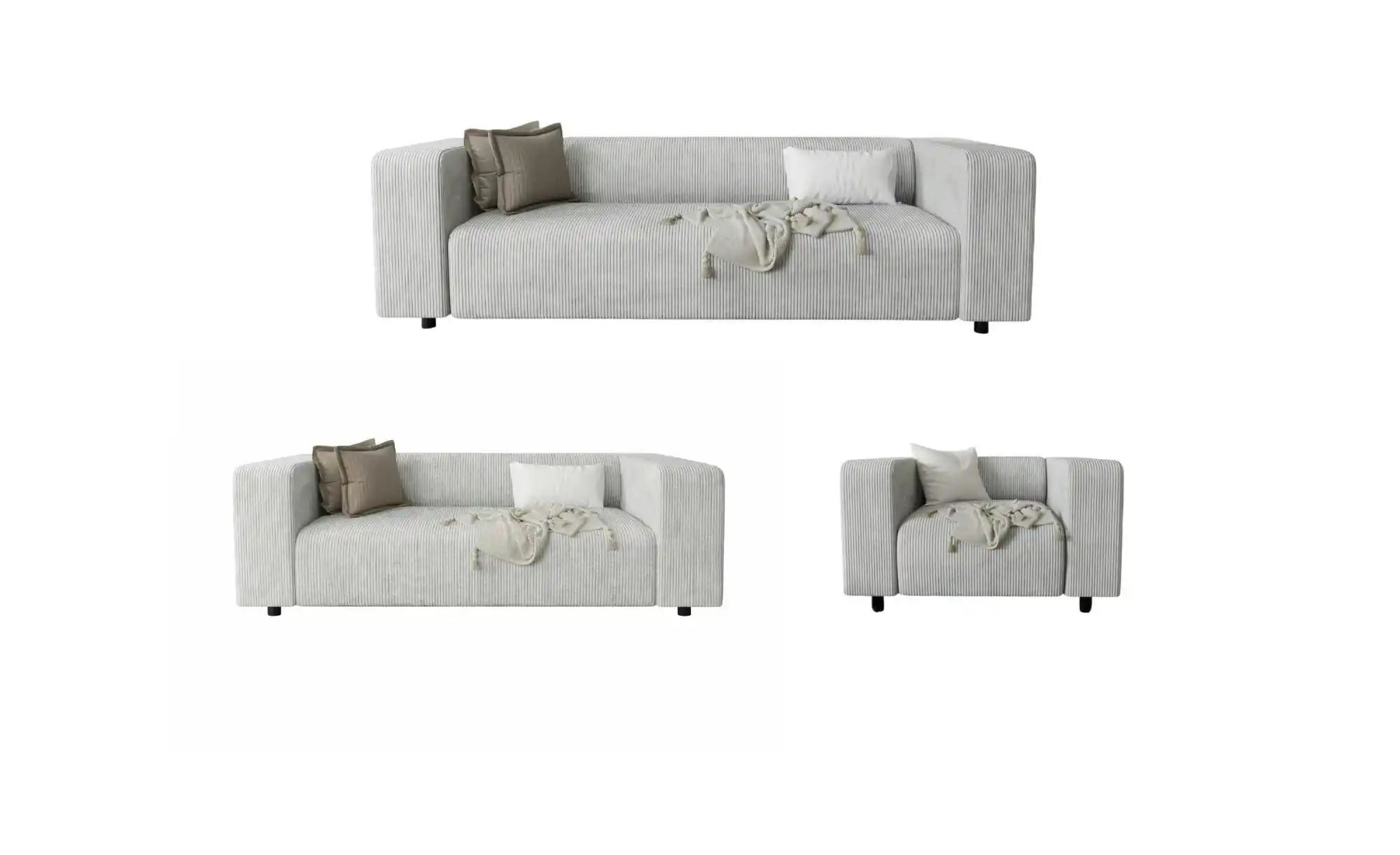 S-STYLE Polstergarnitur 3+2+1  Oskar  grau  Maße (cm): B: 175 H: 65 | 05905515799591