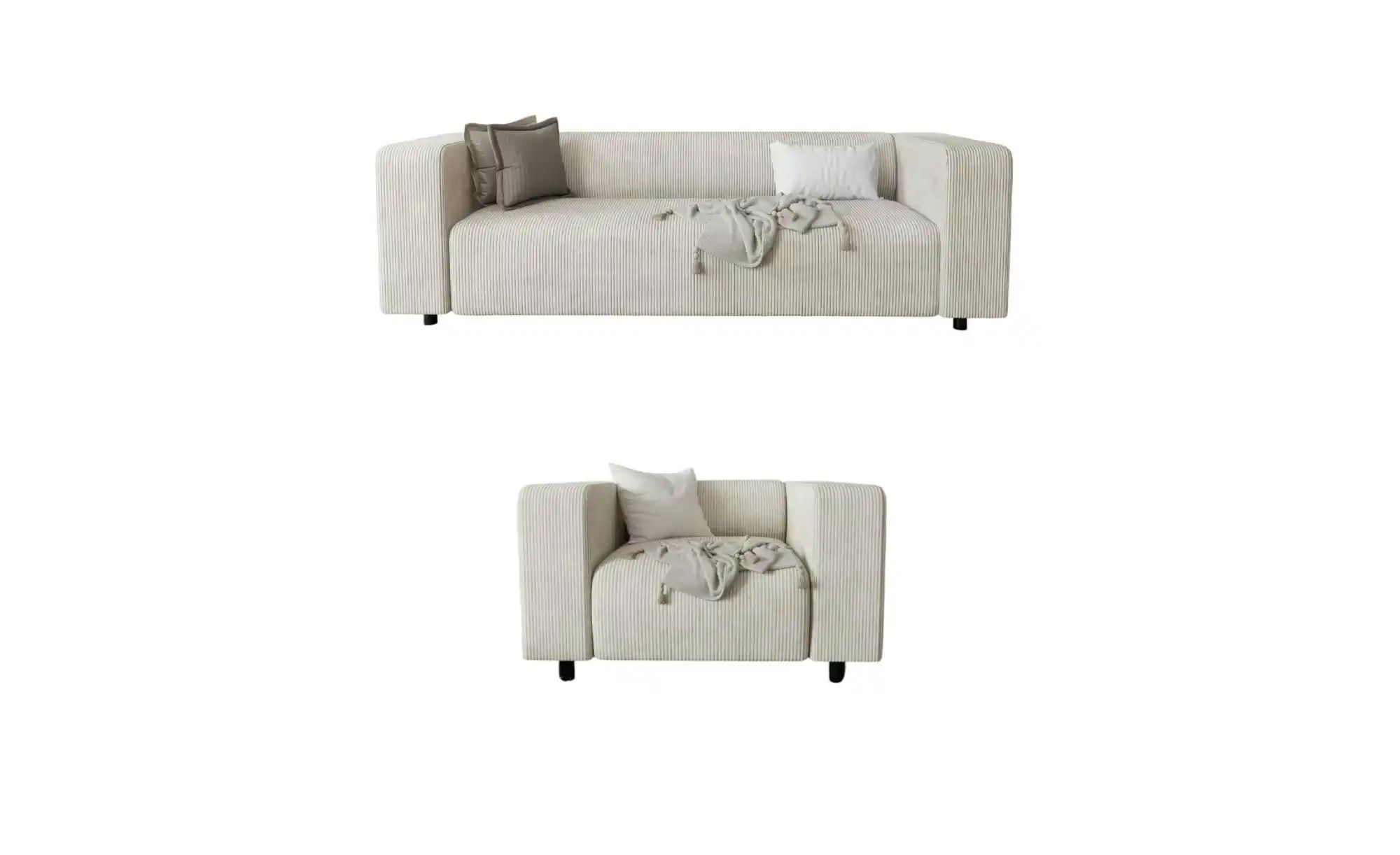 S-STYLE Polstergarnitur 3+1  Oskar ¦ beige ¦ Maße (cm): B: 175 H: 65 Polste günstig online kaufen