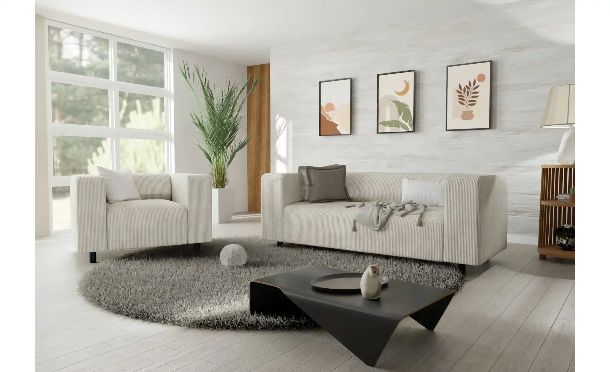 S-STYLE Polstergarnitur 2+1  Oskar ¦ beige ¦ Maße (cm): B: 151 H: 65 Polste günstig online kaufen