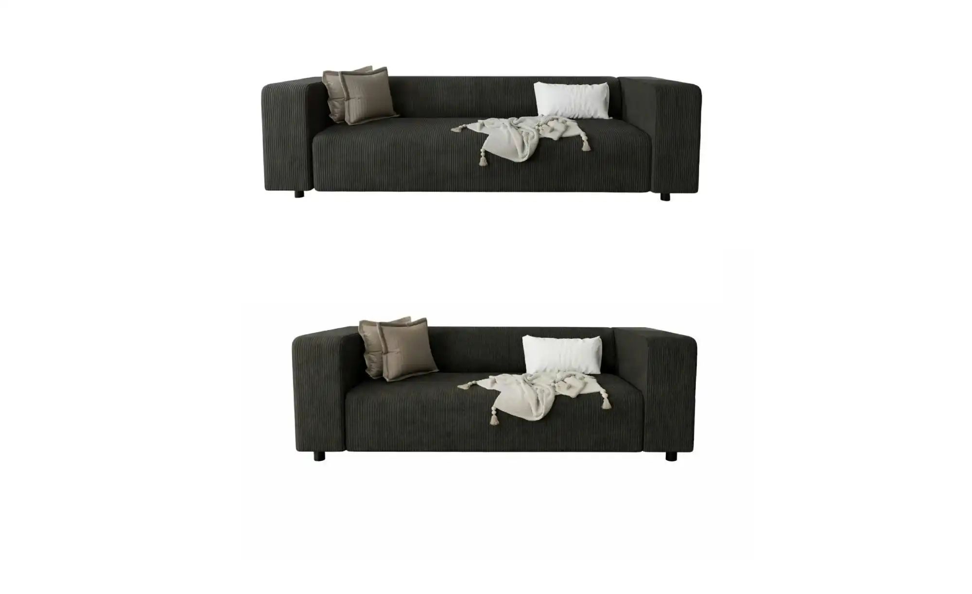 S-STYLE Polstergarnitur 3+2  Oskar  schwarz  Maße (cm): B: 175 H: 65 | 05905515799720