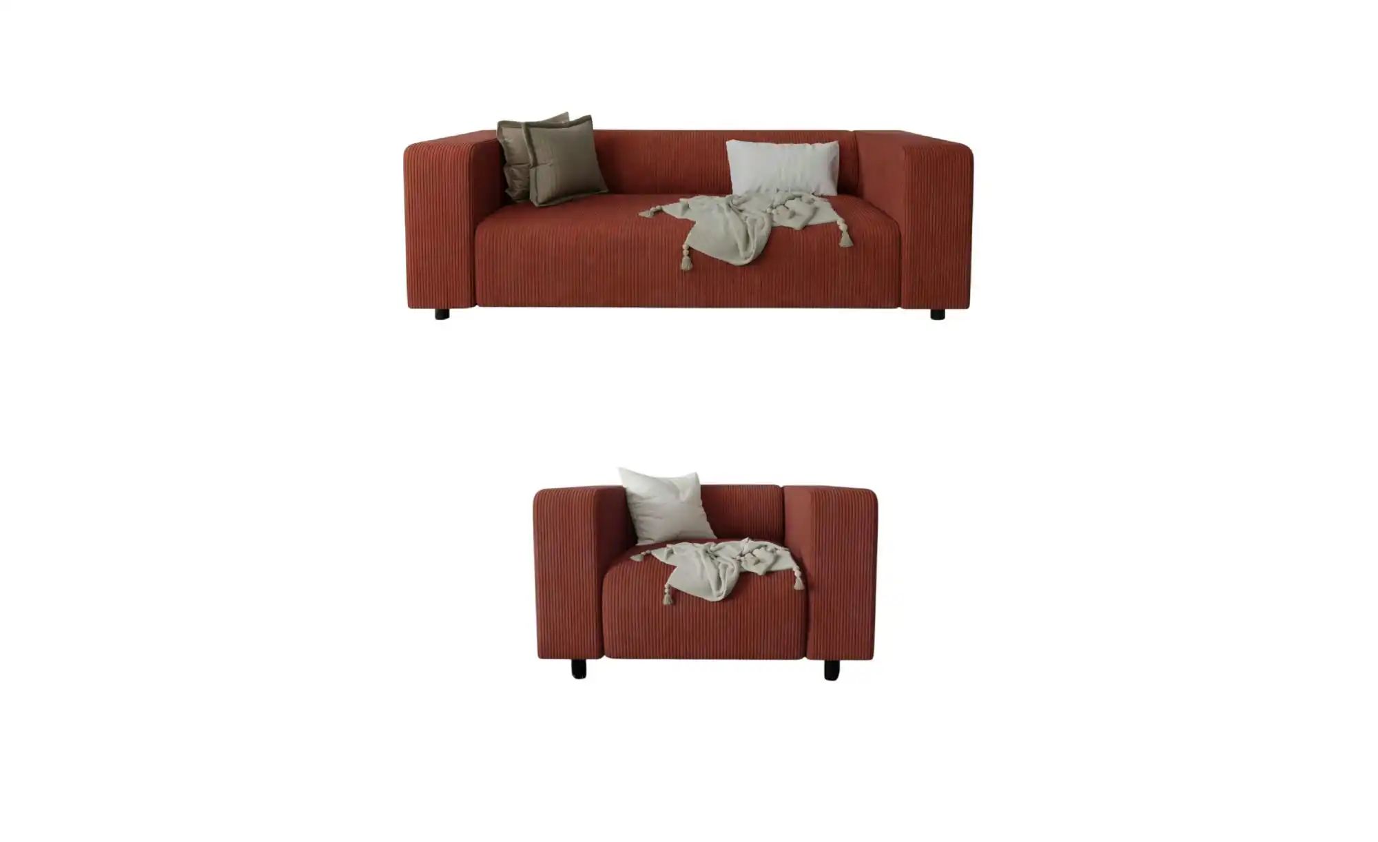 S-STYLE Polstergarnitur 2+1  Oskar ¦ rot ¦ Maße (cm): B: 151 H: 65 Polsterm günstig online kaufen