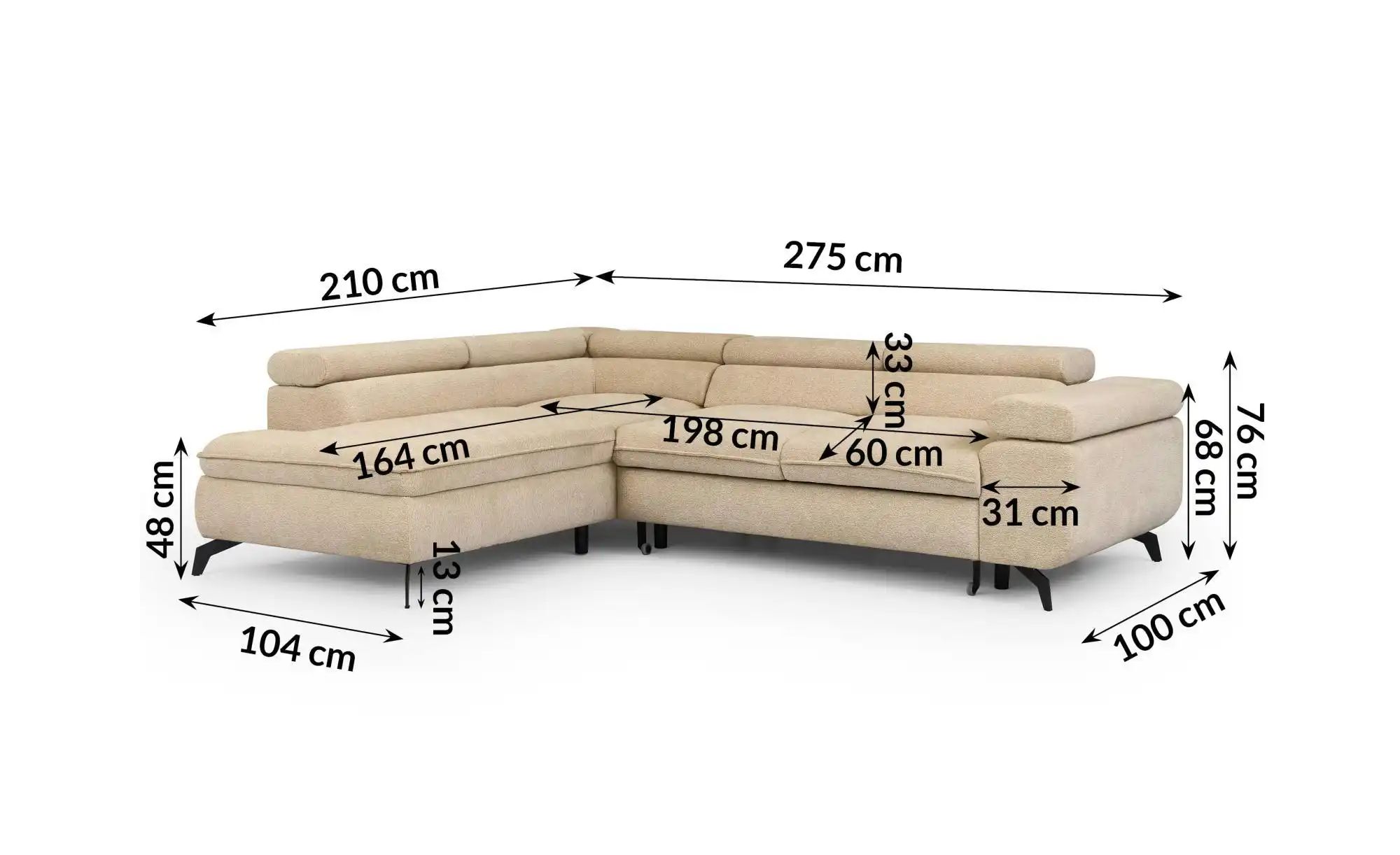 S-STYLE Ecksofa mit Schlaffunktion Bonnie ¦ braun ¦ Maße (cm): B: 275 H: 76 günstig online kaufen