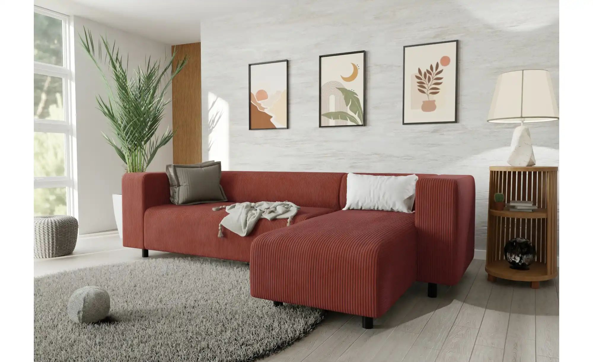 Thumbnail - S-STYLE Ecksofa  Oskar ¦ rot ¦ Maße (cm): B: 240 H: 65 Polstermöbel > Sofas > Ecksofas - Höffner