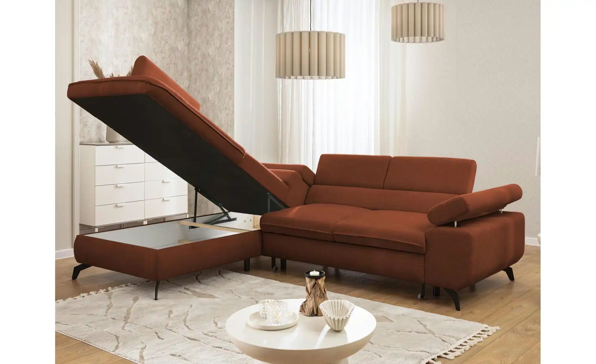 S-STYLE Ecksofa mit Schlaffunktion Bonnie ¦ rot ¦ Maße (cm): B: 275 H: 76 P günstig online kaufen