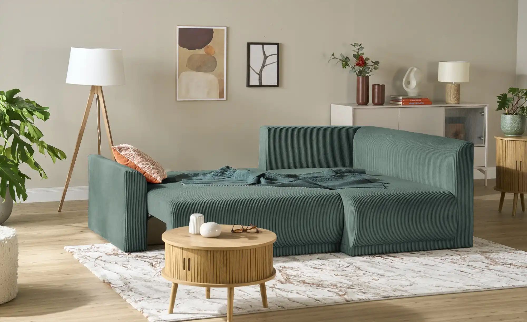 Thumbnail - Ecksofa mit Schlaffunktion Malyn ¦ grün ¦ Maße (cm): B: 235 H: 90 T: 160.0 Polstermöbel > Sofas > Schlafsofas - Höffner