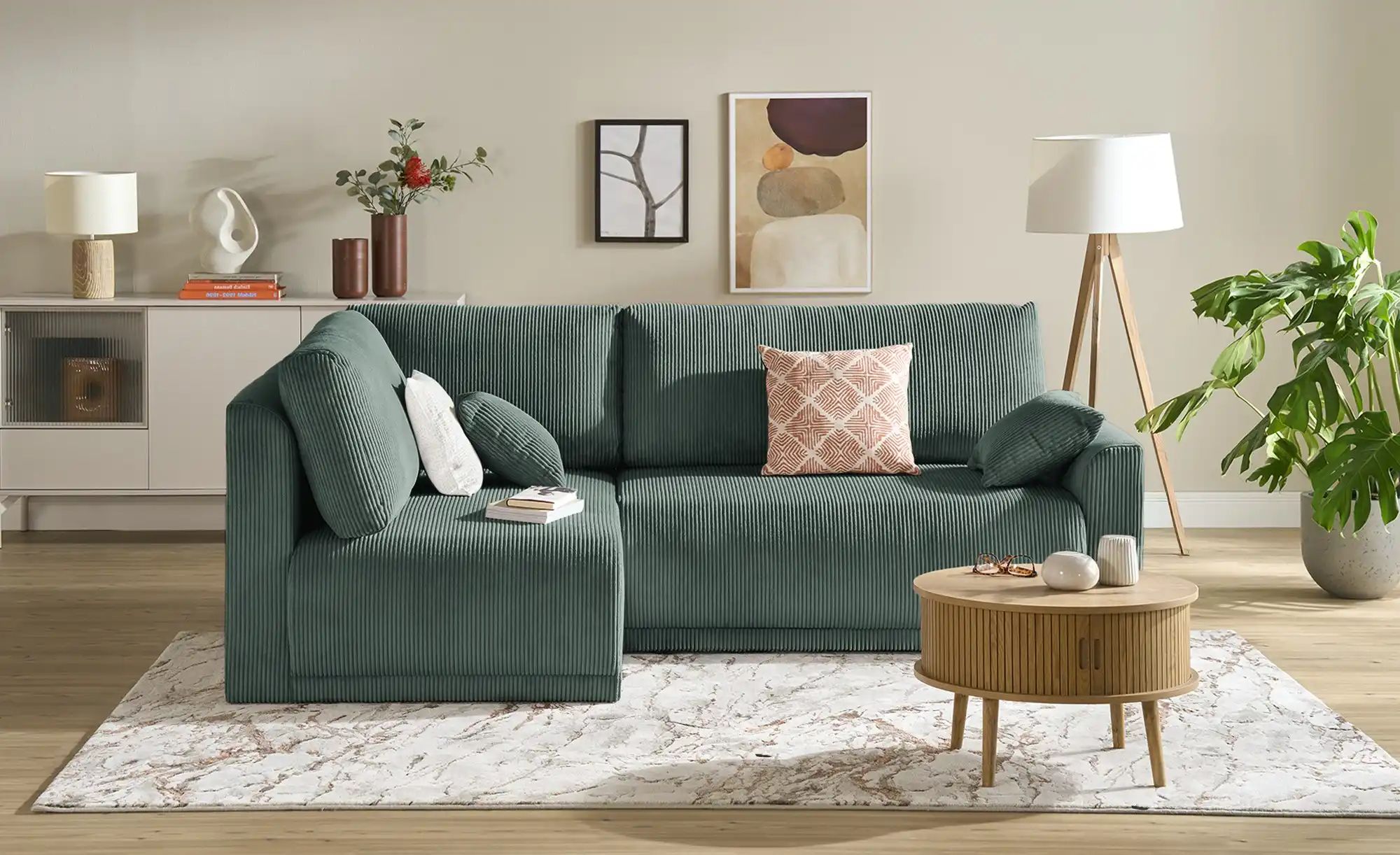 Thumbnail - Ecksofa mit Schlaffunktion Malyn ¦ grün ¦ Maße (cm): B: 235 H: 90 T: 160.0 Polstermöbel > Sofas > Schlafsofas - Höffner