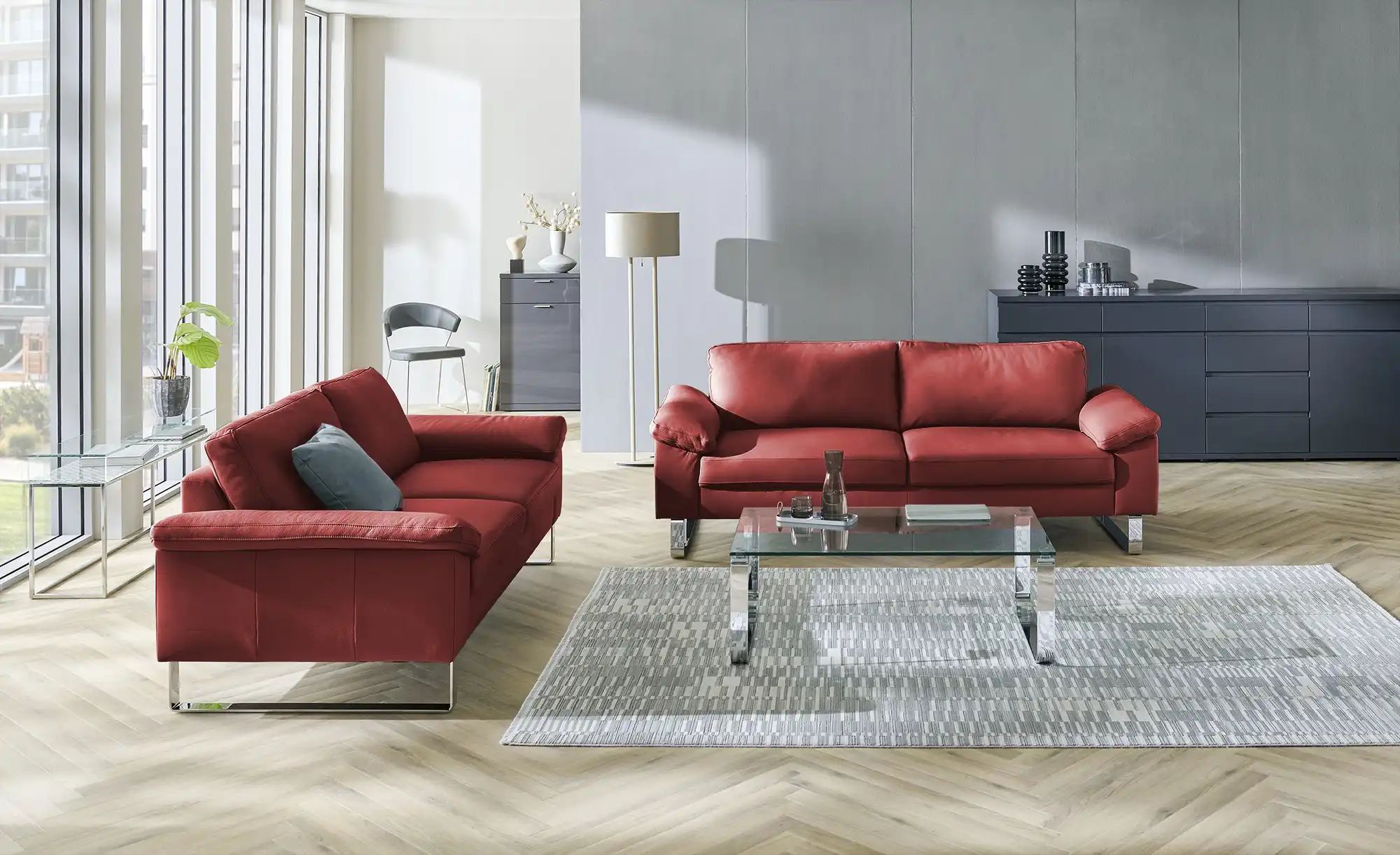 Thumbnail - Max Schelling Ledersofa mit Kufengestell Maximum ¦ rot ¦ Maße (cm): B: 204 H: 89 T: 97.0 Polstermöbel > Sofas > 2-Sitzer...