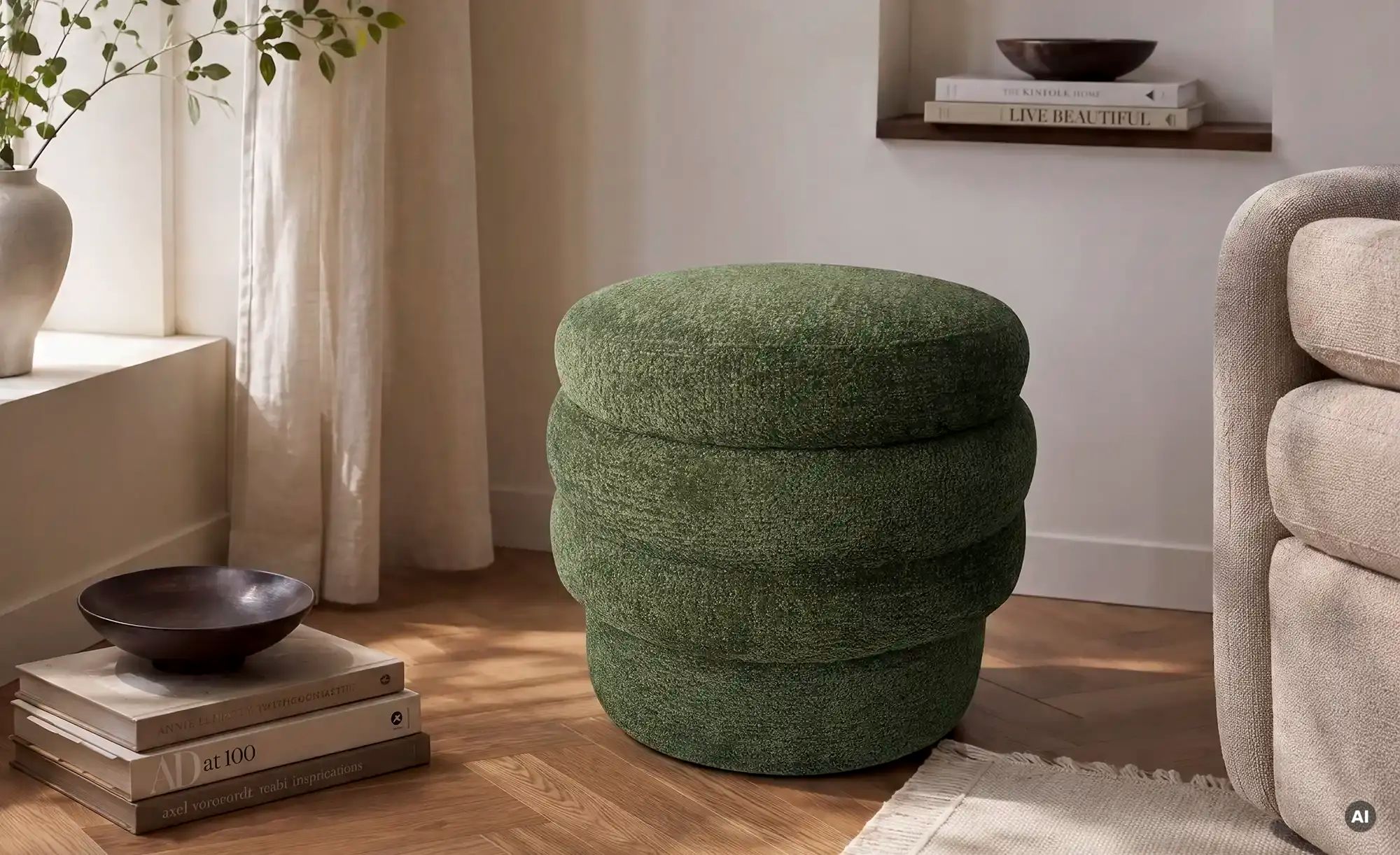 Höffner Selection Hocker mit Stauraum Leni ¦ grün ¦ Maße (cm): B: 50 H: 46 T: 50.0 Polstermöbel > Polsterzubehör - Höffner