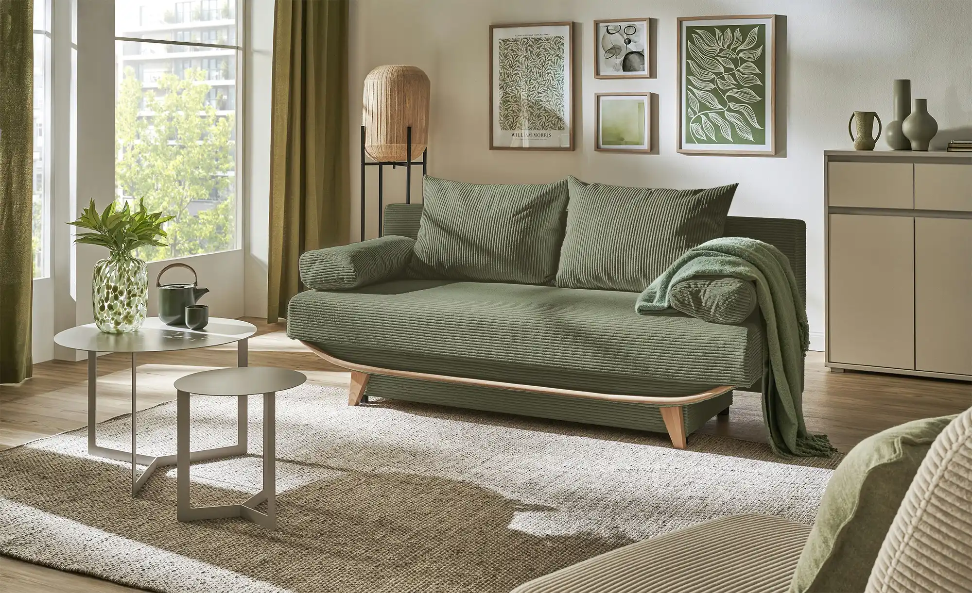 SMART Schlafsofa ODESSA Cordstoff Dunkelgrün - Smart SMART Schlafsofa ODESSA - Einrichtungsbeispiel