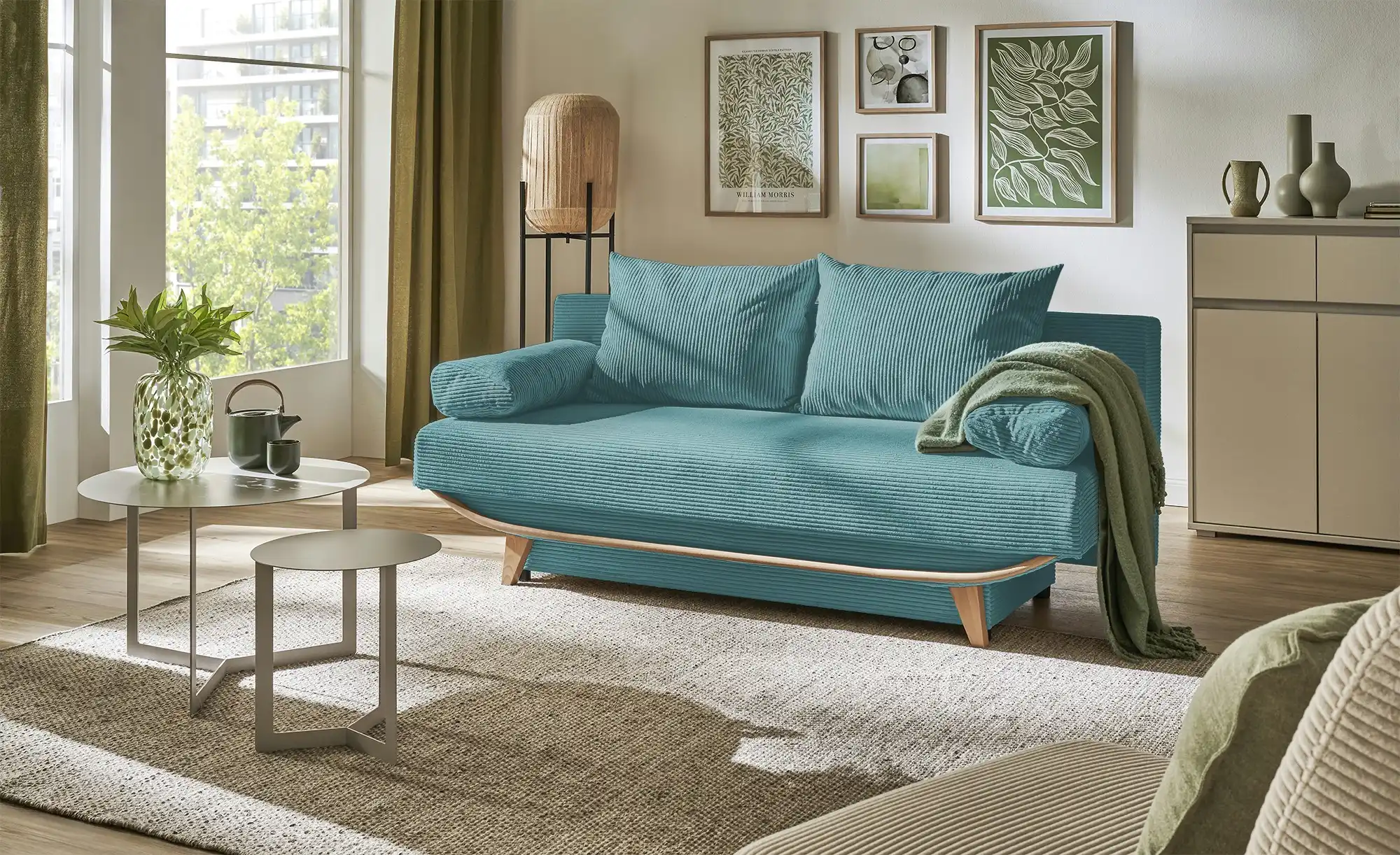 SMART Schlafsofa ODESSA Cordstoff Petrol - Smart SMART Schlafsofa ODESSA - Einrichtungsbeispiel