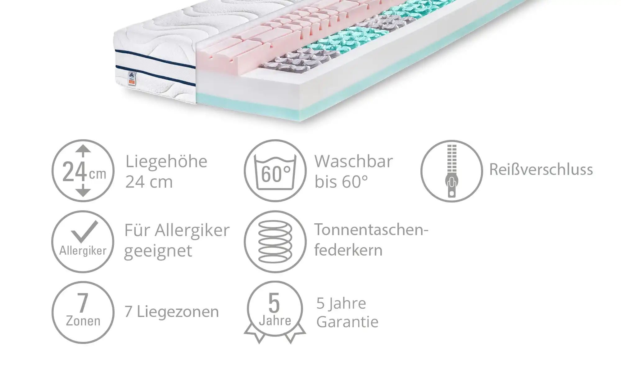 IRISETTE Taschenfederkernmatratze ¦ weiß ¦ Maße (cm): B: 90 H: 24 Matratzen günstig online kaufen