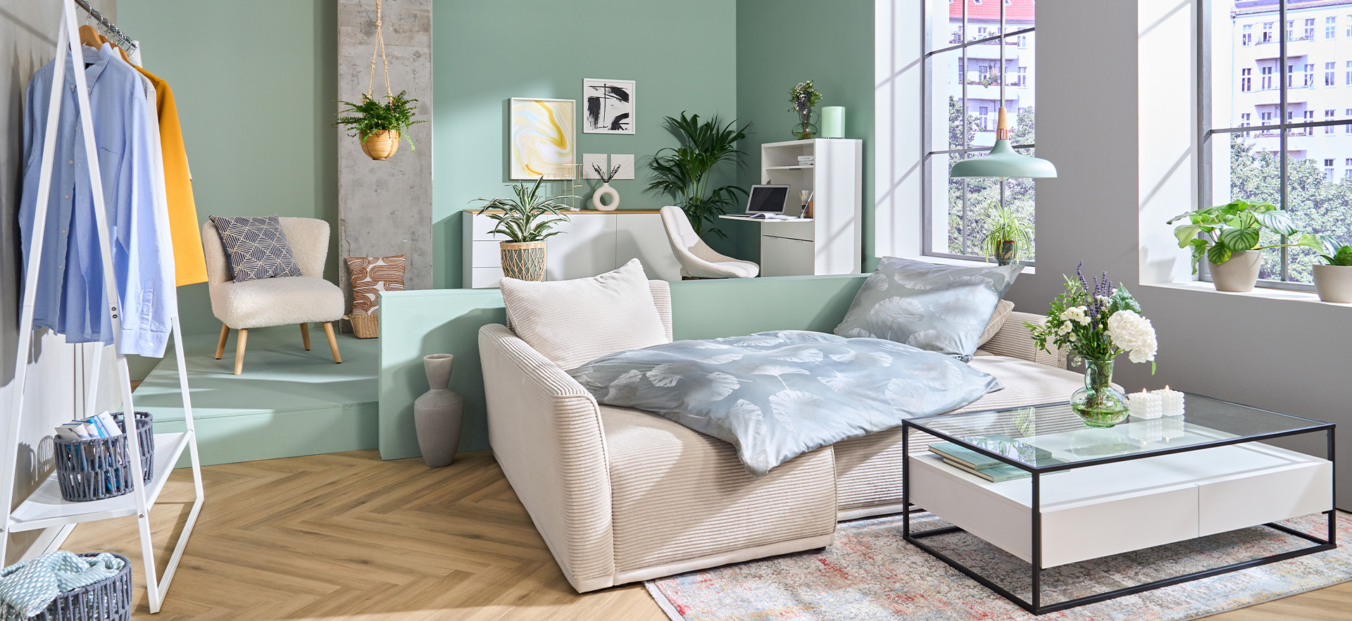 Decke CORD grün, Decken & Kissen, Wohnzimmer, Räume